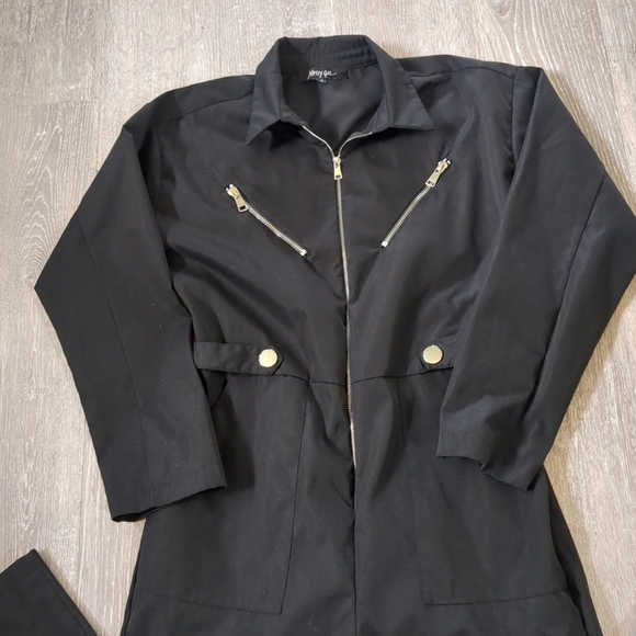 NWOT Nasty Gal Jumpsuit Women's Small Black Zippers Pockets Matrix Goth Cosplay - Picture 3 of 12